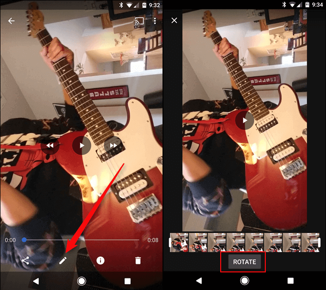 ruotare video su Android