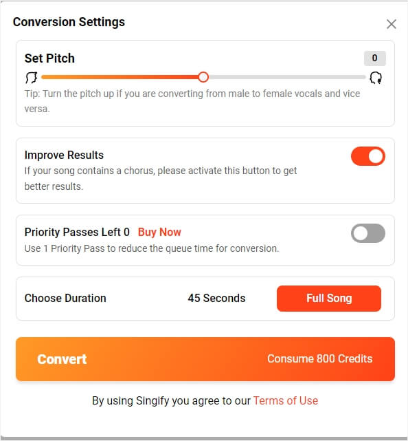 Customize the conversion settings 