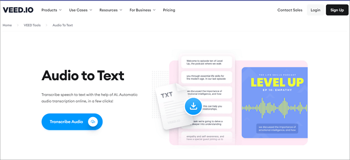 veed audio to text