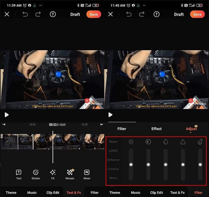 illumina il video con vivavideo