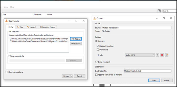VLC Media Player - extracting audio from video
