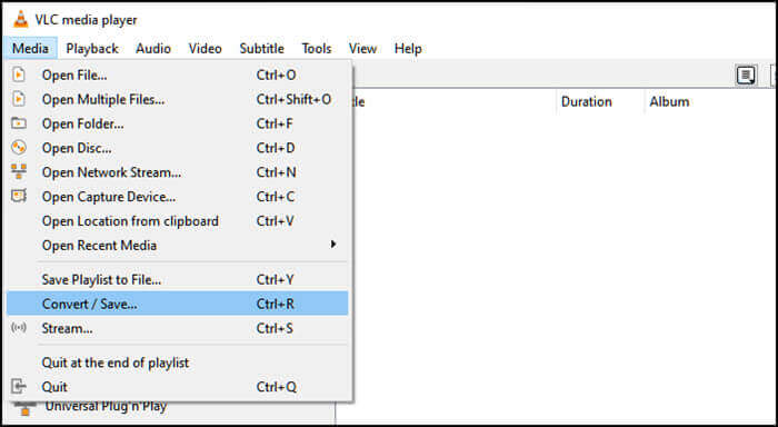 vlc - opzione converti/salva