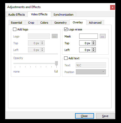 usa vlc per rimuovere il logo dal video