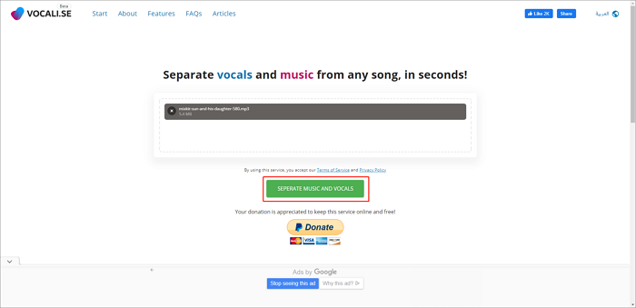 vocali separater Musikgesang