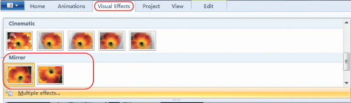 Windows Movie Maker add mirror effect on video 