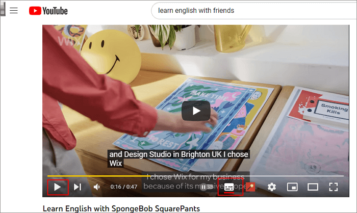 youtube click cc button