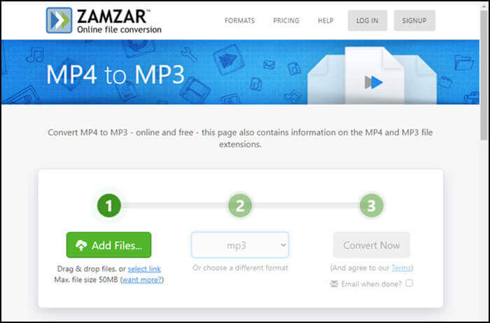 zamzar - convertitore da video ad audio