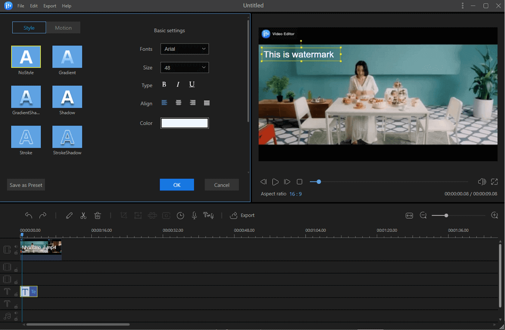 add text watermark to video