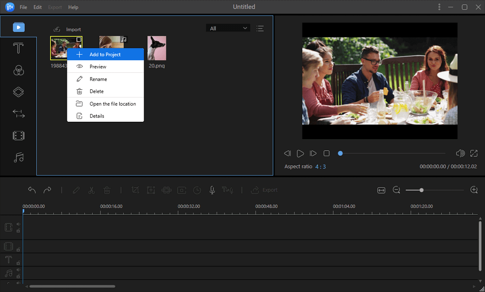 add project to the timeline