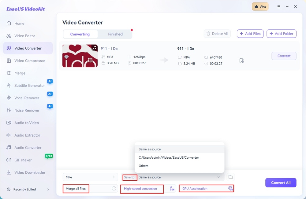 define video output setting