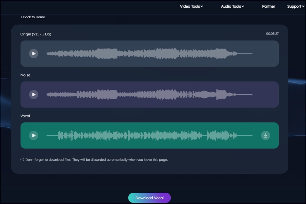 Download the final work with noise removed