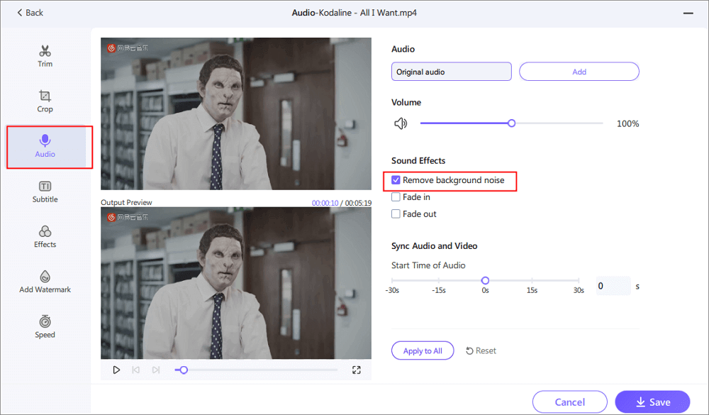 enable remove background noise
