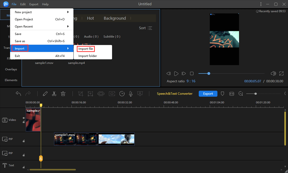 import file in editor