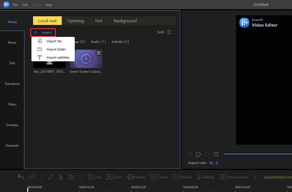 Import video file