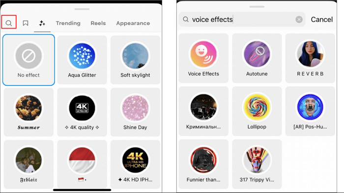 search for voice effects