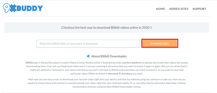 scarica il video da Bilibili tramite 9xbuddy