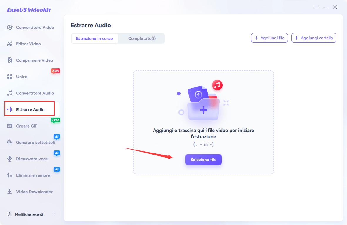 Importa il file di destinazione