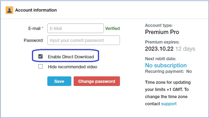 直接ダウンロードを有効にする