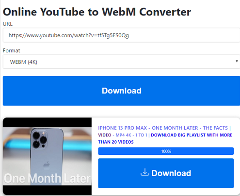 オンラインでYouTubeをWebMにダウンロードする