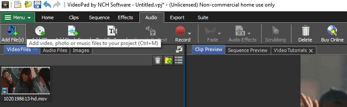 Videopad導入影片至音軌