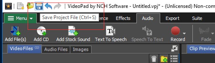 VideoPad儲存影片